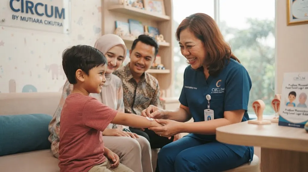 Pemeriksaan kontrol dan evaluasi luka sunat pada anak
