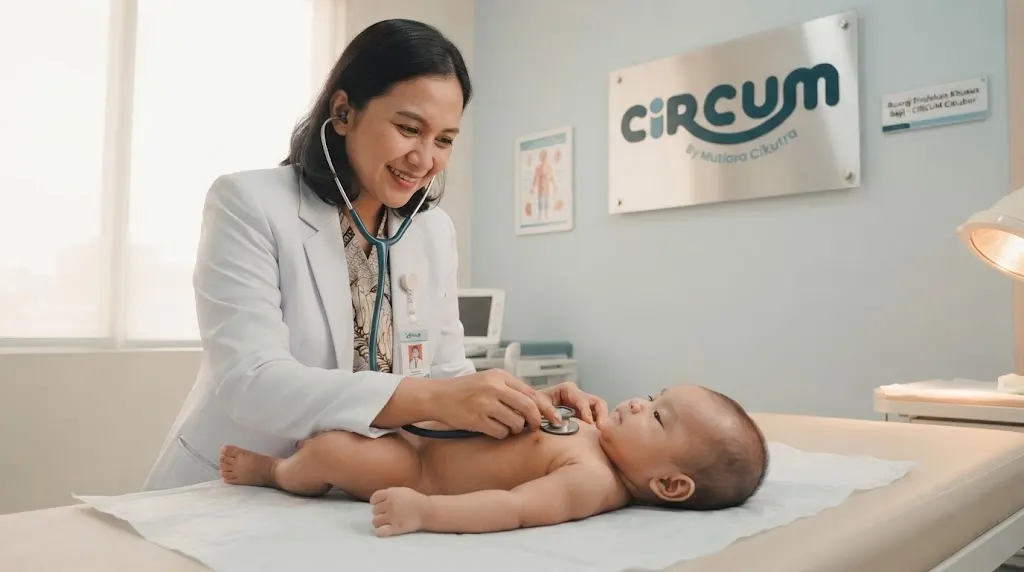 Pemeriksaan medis bayi dengan penuh kelembutan di klinik khusus khitan Cibubur