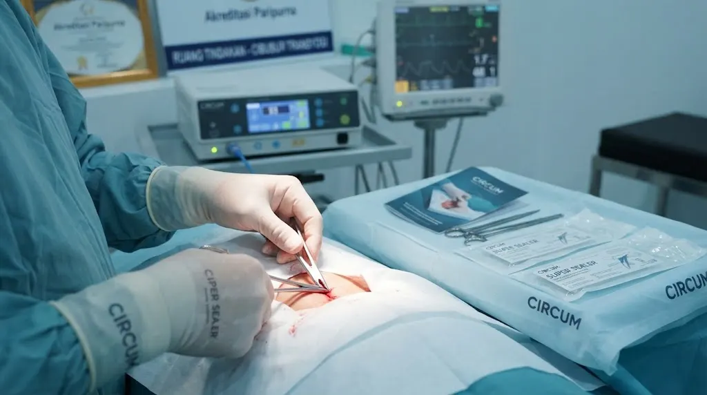 Ruangan operasi khitan modern dengan peralatan steril di klinik sunat Cibubur Transyogi