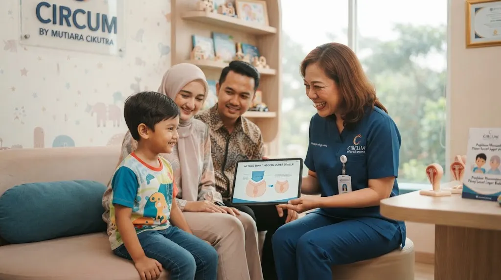 Tim medis profesional sedang menjelaskan prosedur sunat